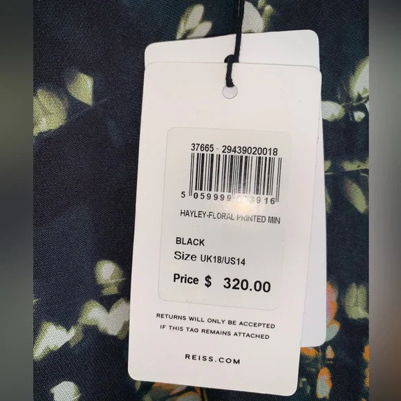 Reiss Hayley Floral Midi Dress NEW US 14 - Picture 9 of 10